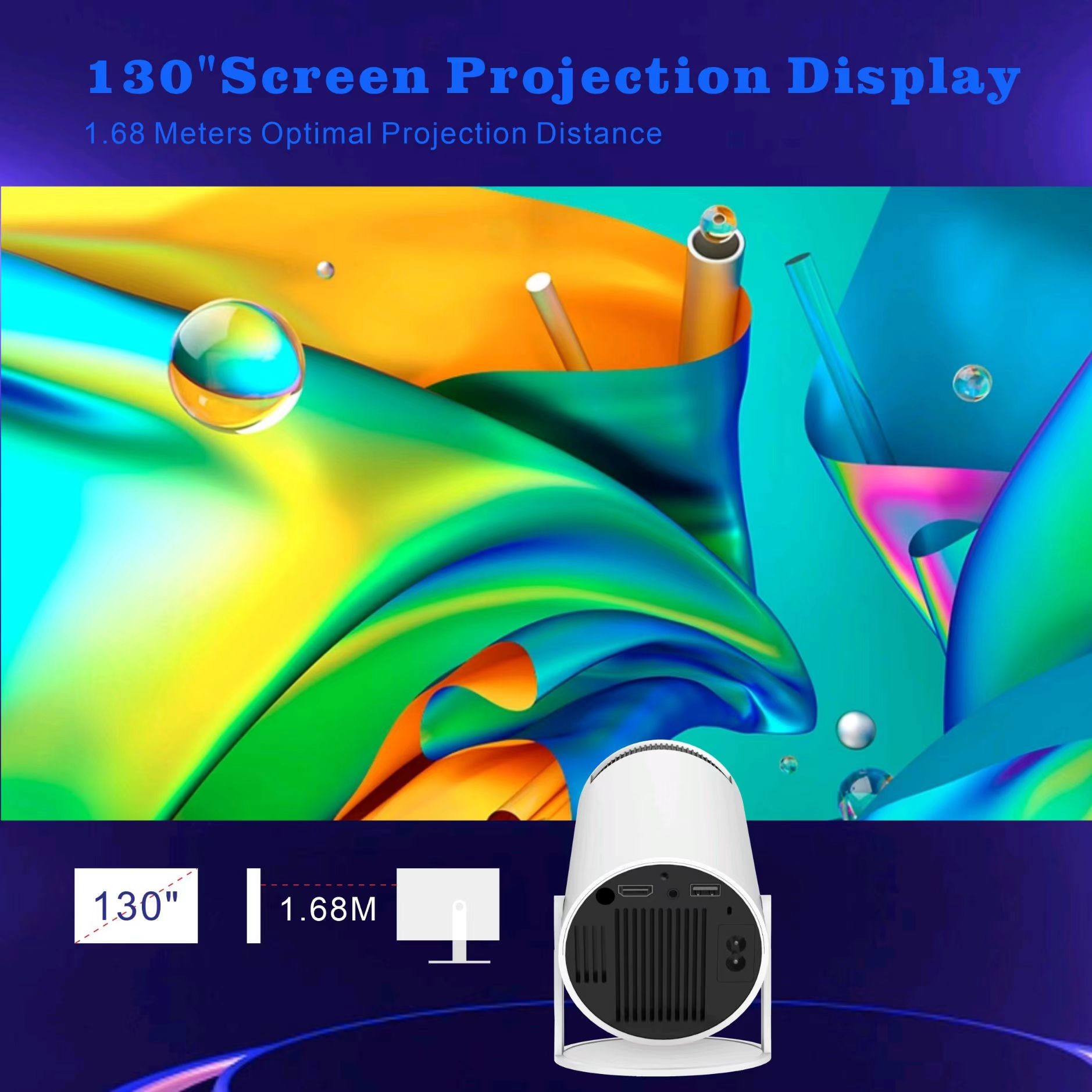 4000 Lumens Brightness 4K HD Projector 8000K ± 1000K Color Temperature Smart Projector