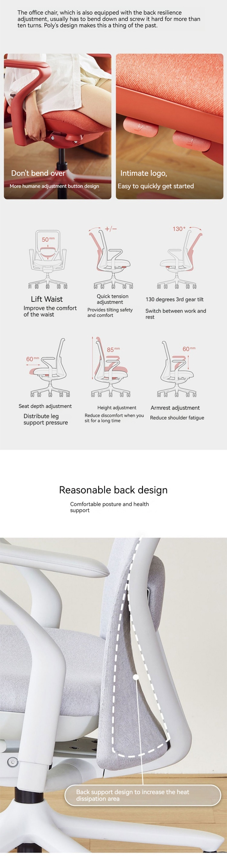 Office Chair Ergonomic Design for Comfortable Sedentary Backrest and Swivel PC Gaming
