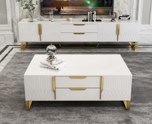 China ISO9001 Modern Elegant Home TV Unit Coffee Table Set wholesale