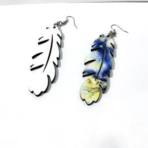 China Wooden Feather Shape 8g/Pair Sublimation Earring wholesale