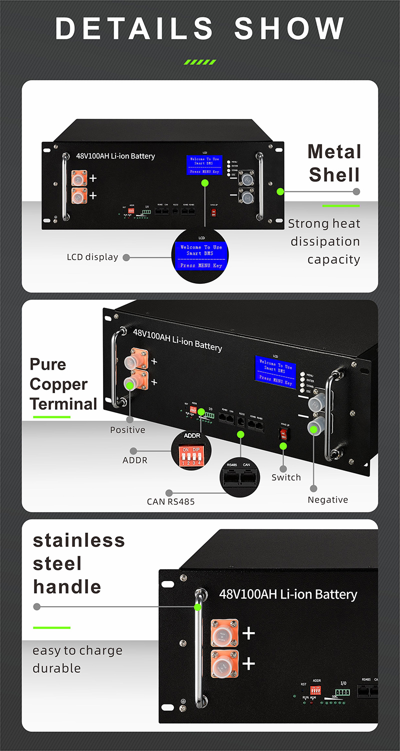 100Ah 200Ah 300Ah Solar Energy Storage Lithium Ion Battery 48V 5kwh 10kwh 15kwh