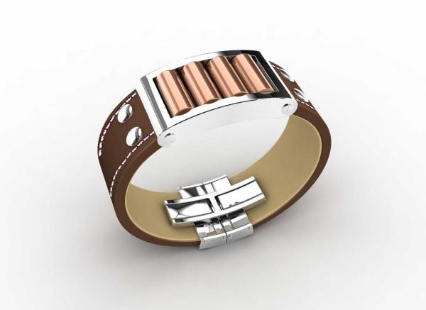 Top Quality Europe Fashion Stainless Steel Genuine Leather Silicone Bangle