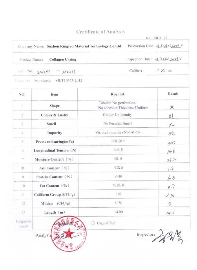 15mm Collagen Sausage Casing Permeable Sausage Casing Edible