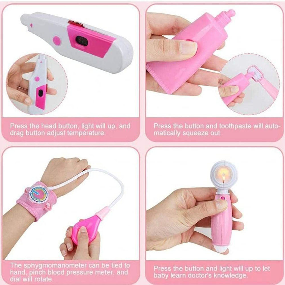 Simulation Nurse Stethoscope Injection Home Medical Toolbox for Kids Ages 2 to 4 Years