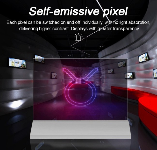 4K Advertising OLED Transparent Digital Display Screen with Aluminum Alloy Frame and Pen/Finger Touch Writing Method