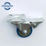 3 Inch Blue Industrial Caster Wheels with Flat Plate Stem