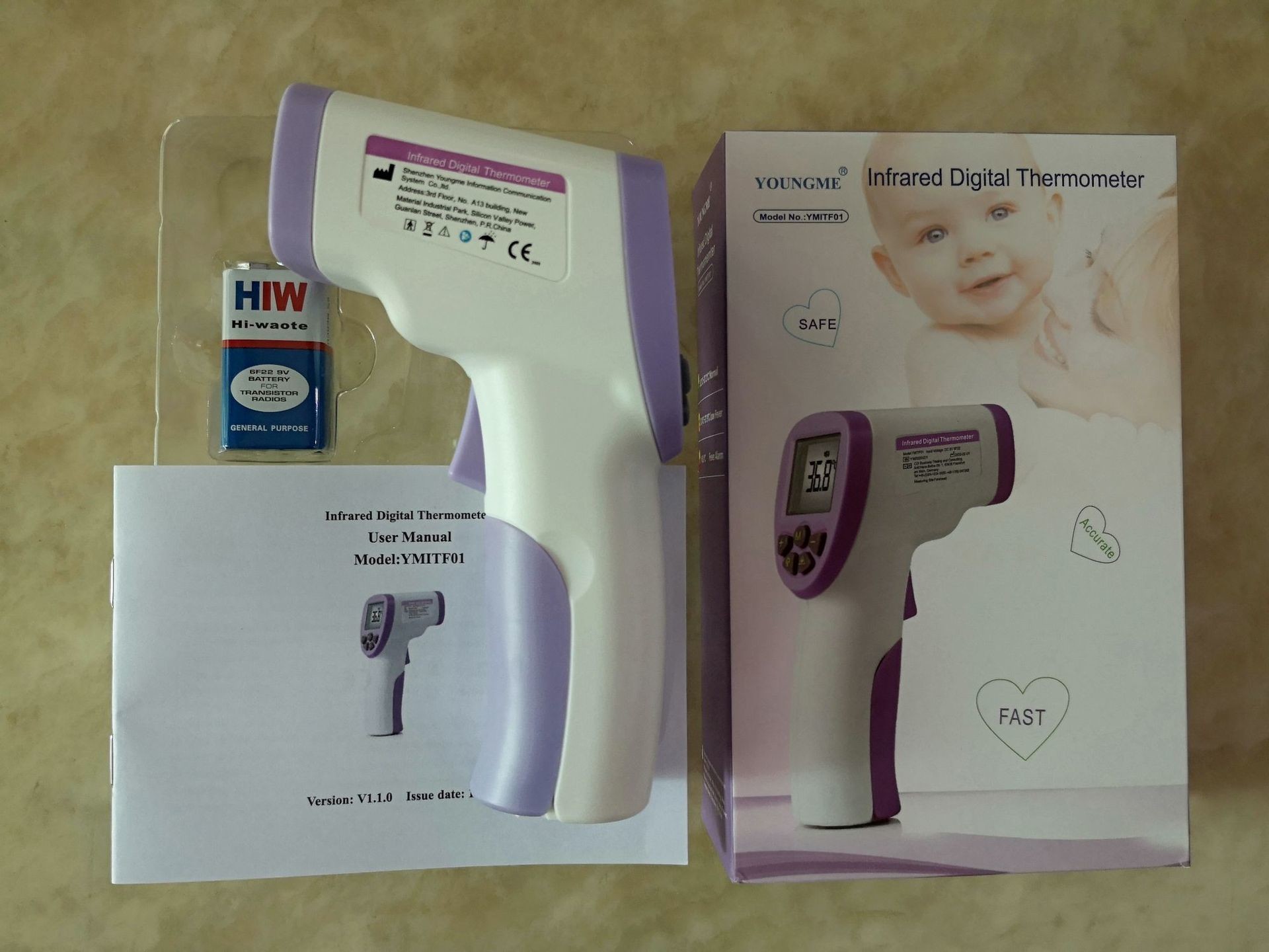CE Digital Thermometer Gun Non Contact Infrared Thermometer For Body Temperature