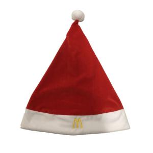 China 0.4M 15.75in Red Velvet Santa And White Christmas Hat With McDonald Logo wholesale