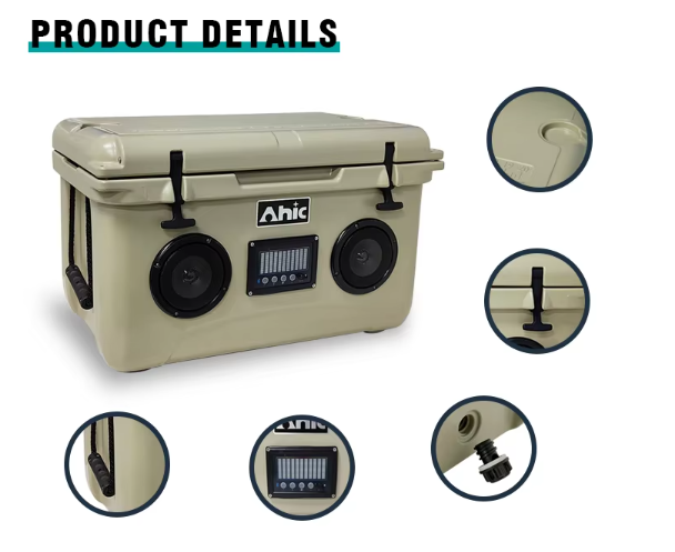 48QT Custom Branded 45L Premium Hard Music Cooler Box PE Thermal Insulated Portable Cooler For Outdoor Food Factory Hard Rotomolded Cooler Box With