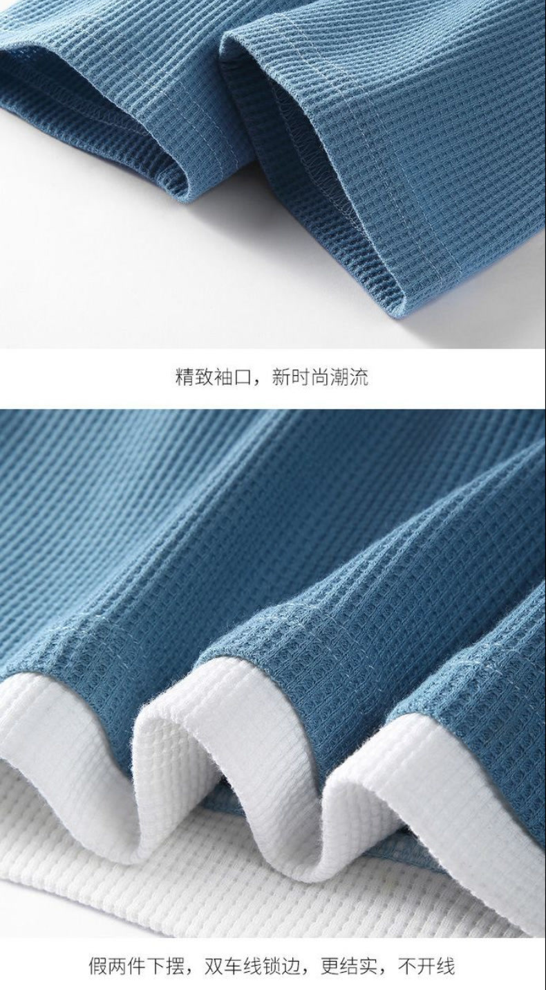 Collar O-Neck Custom Men's Fleece Thick Warm T-Shirt with Soft Cotton and Slim Fit