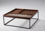 Solid Wood Round Marble Top White Coffee Table Set