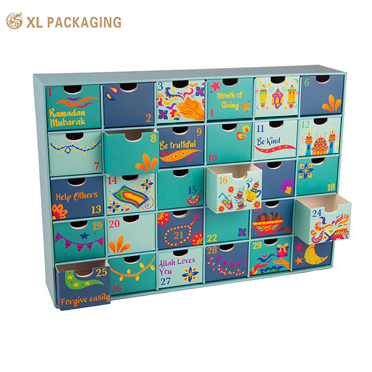 24pcs Drawer Gifts Boxes Paper Cosmetic Christmas Advent Calendar Packaging Box With Hot Stamping Inner Outer