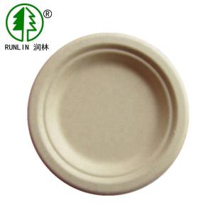 China White Hotel Disposable Biodegradable Sugarcane Bagasse Plates Unbleached Plant Fiber wholesale