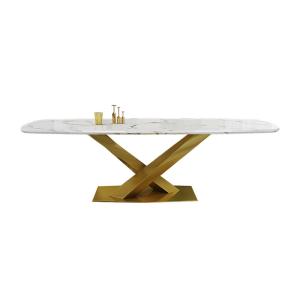 China Stainless Steel Legs Marble Extending Dining Table wholesale