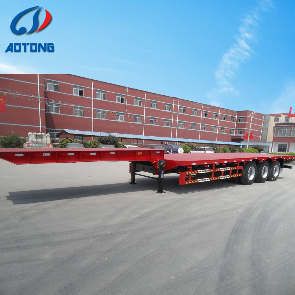 Japan Market Semi Truck Flatbed Trailer with 80T Max Payload and Hydraulic Ladder