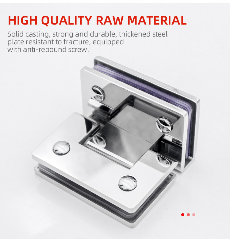 Square Glass to Glass Shower Room Glass Hinge with Polished Chrome Straight Edge Design
