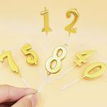 Champagne Gold Birthday Candles Number 0-9 Cake Topper Happy Birthday Decoration