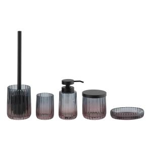 China 2 Tone Glass Washroom Accessories Set Vertical Stripe Blue Pink Dual Color Refillable Lotion Pump wholesale