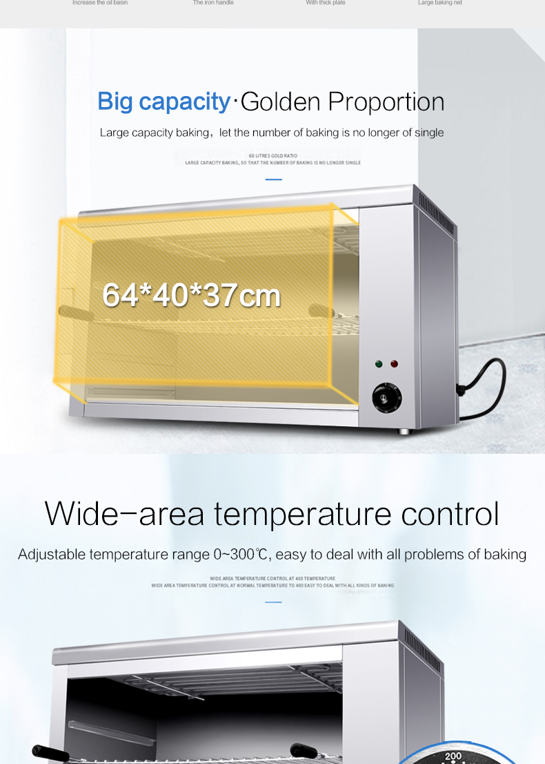 Electric Kitchen Equipment Counter Top Salamander Oven with Temperature Selector 50-300C