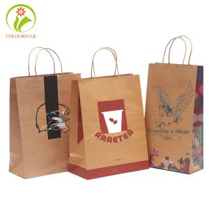 China Offset 157g CMYK Brown Kraft Paper Bag Flat Handle FSC wholesale