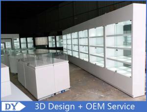 China Fashion Store Jewelry Display Cases With Tempered Glass Shinning White on sale