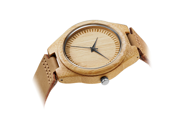 Black Strap Wooden Quartz Watch Wristwatches Maple Wood Bezel , Custom Logo