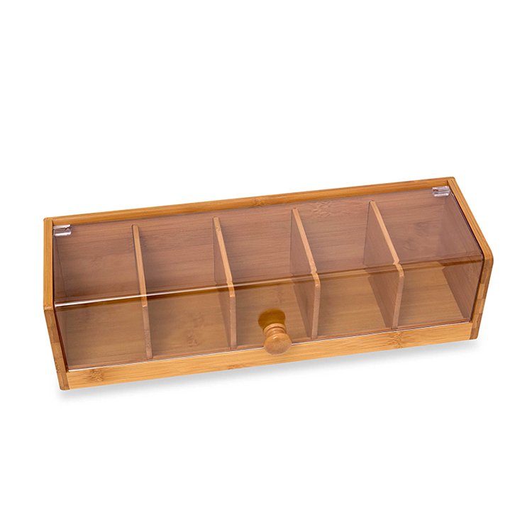 Efficiently Organize Your Tea Bags with a Natural Bamboo Tea Box and 5 Compartments