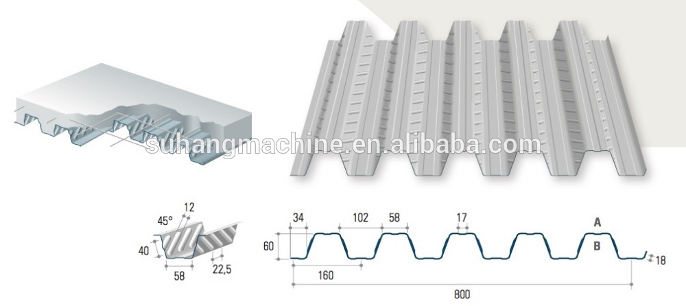 Chain drive system deck floor roll forming machine