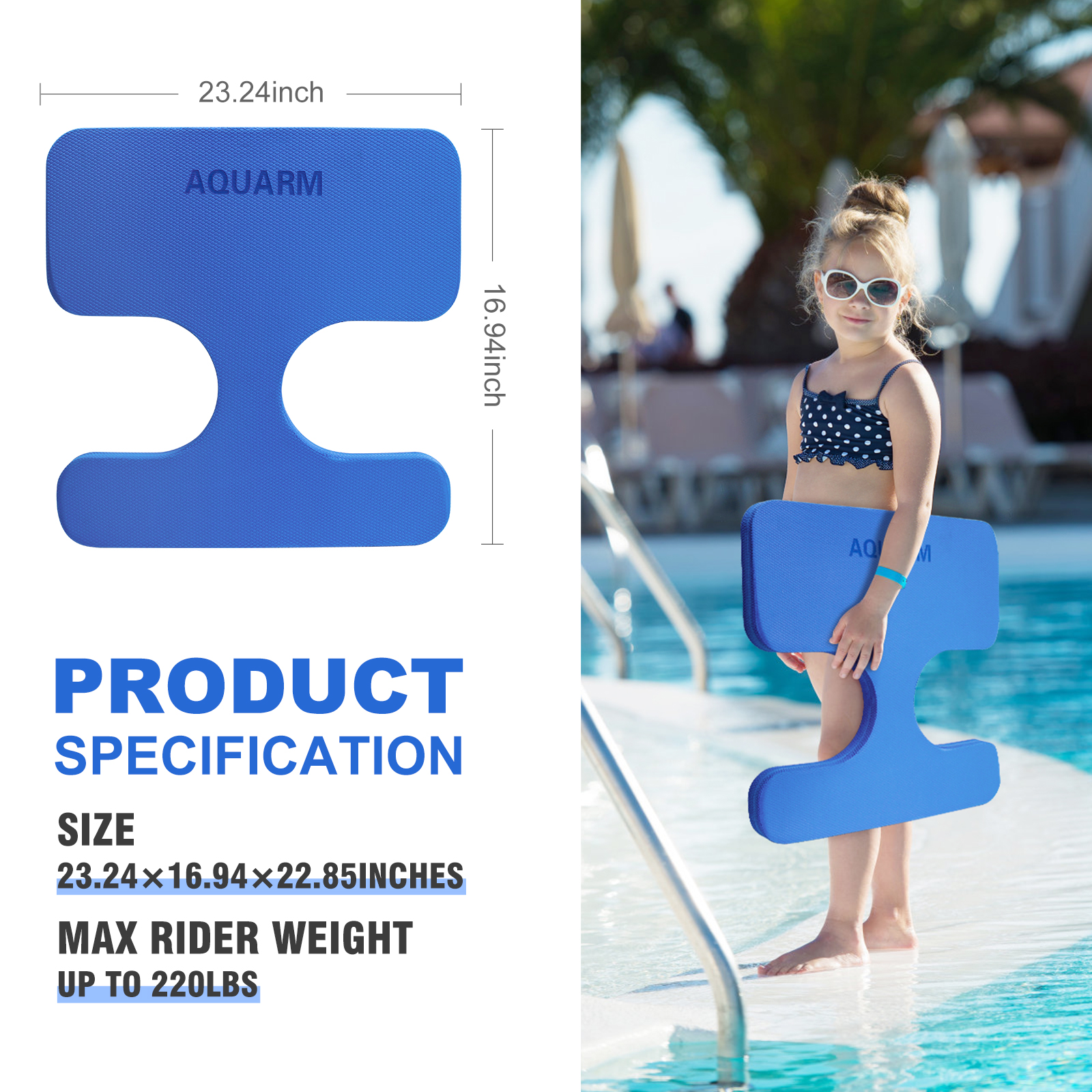 Water Skiing Sport Type XPE Float Water Saddle Seat for Kids 23.24 x 16.94 x1.6inch