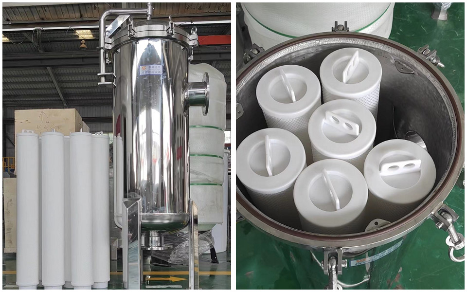 High flux cartridge filter housing