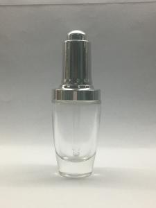 China Luxury Clear Glass Dropper Bottle 30ml Silver Dropper For Serum Essential Oil wholesale