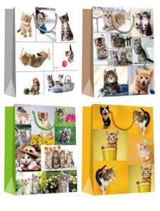 China Popular Gift Packaging Paper Bags with cat patterns everyday shopping wholesale