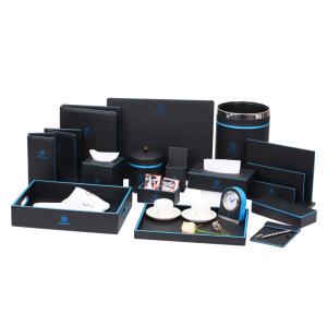 China Fire resistance black/ blue pu tissue box hotel room supplies wholesale