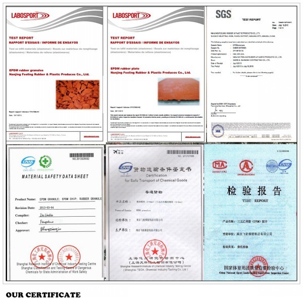 Safety SBR Rubber Crumb Wet Pour In Place Flooring Rubber Granule MSDS Certificate