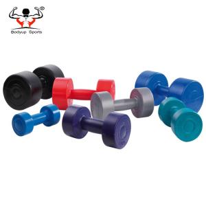 China Round Shaped Plastic Coated Dumbbells Beautiful Appearance Customized Logo wholesale
