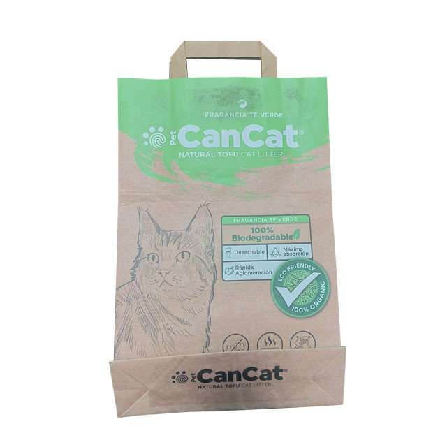 Biodegradable Kraft Paper Bags For Cat Litter Packaging Custom Print