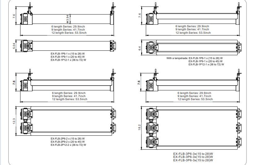 Explosion-Proof Ceiling Light Linear Led High Bay Lighting 12-Volt Portable Fixture Explosion Proof Light FLB Series