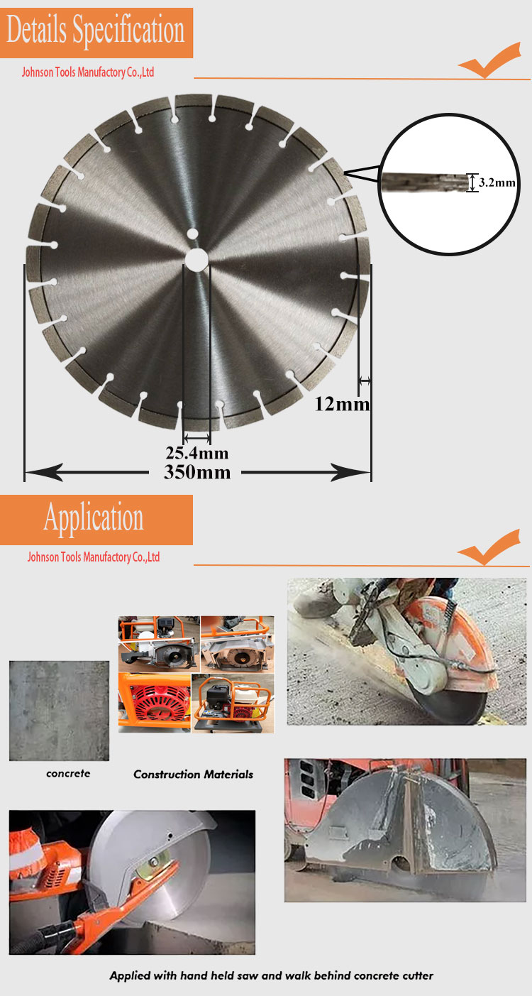400mm Diamond Cutting Blades For Green Concrete Cutting With Protection Teeth