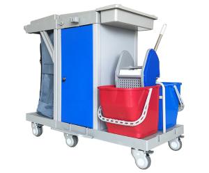 China Blue Locking Cabinet 150KG High Capacity Janitor Cart wholesale