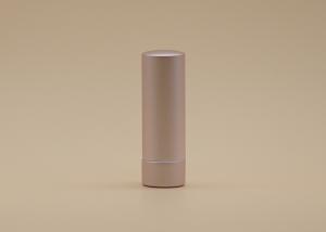 China Pale Pink Rose Color Cosmetic Lipstick Containers Metallic Simple Sense 3.5g Cylinder Shape wholesale