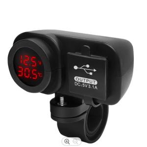 China 9-24V Dual Motorcycle USB Charger Voltmeter Thermometer wholesale