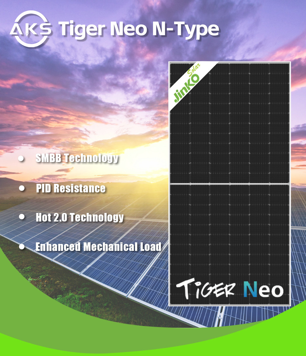 AKS Jinko Tiger N-type 60tr Solar Panel 355W 360W 365W 370W 375W Solar Panel Eu Stock Plaque Solaire Panneau Solaire