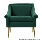 710mm 780mm Velvet Upholstered Dining Chairs With Golden Metal Leg