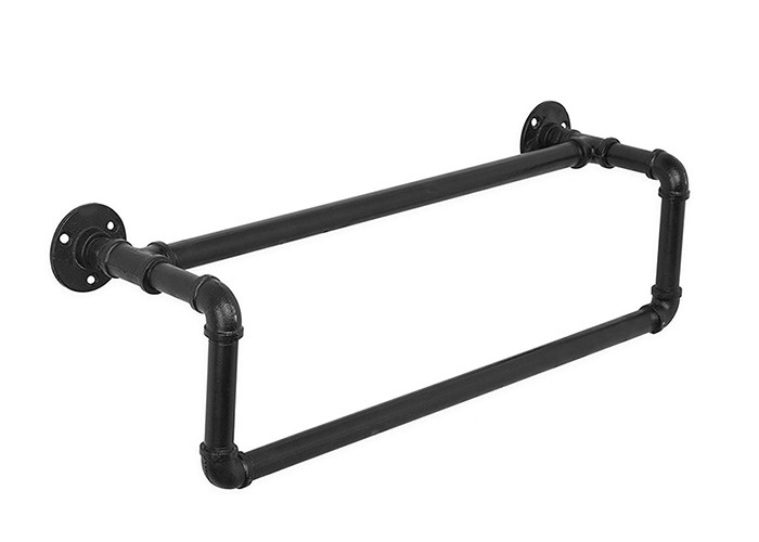 Casting Industrial Pipe Coat Rack Fixture Set For Kitchen / Bath Hanging