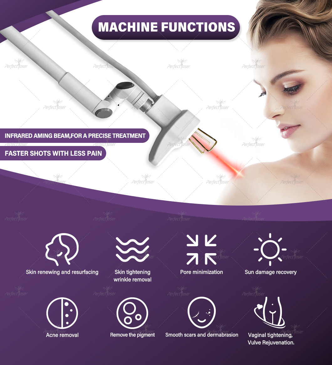 Fractional Co2 Laser RF Tube 100W Big Power Acne Pigment Scar Removal Skin Rejuvenation Vaginal Tightening Machine