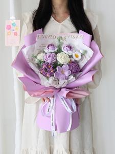 China Hand-knitted Yarn Flower Bouquet - Macaron Color Crochet Floral Gift for Girlfriend &amp; Bestie wholesale