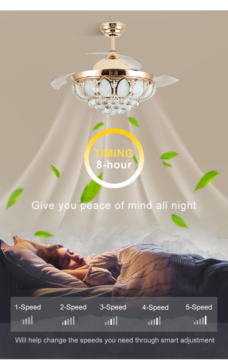Foldable Blade LED Ceiling Fan 42 Inch Gold/OEM with LED Light and Blades