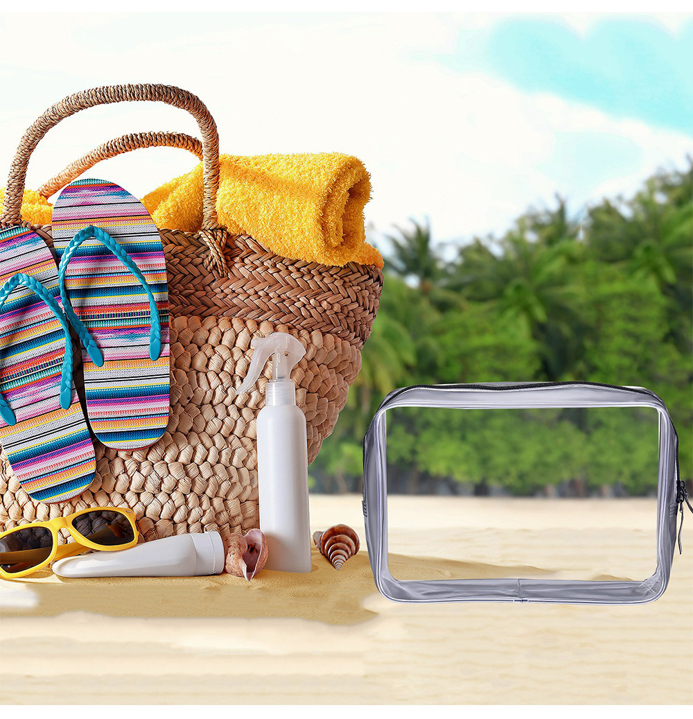 9*2.95*6.3in Zippered PVC Cosmetic Makeup Bag For Vacation