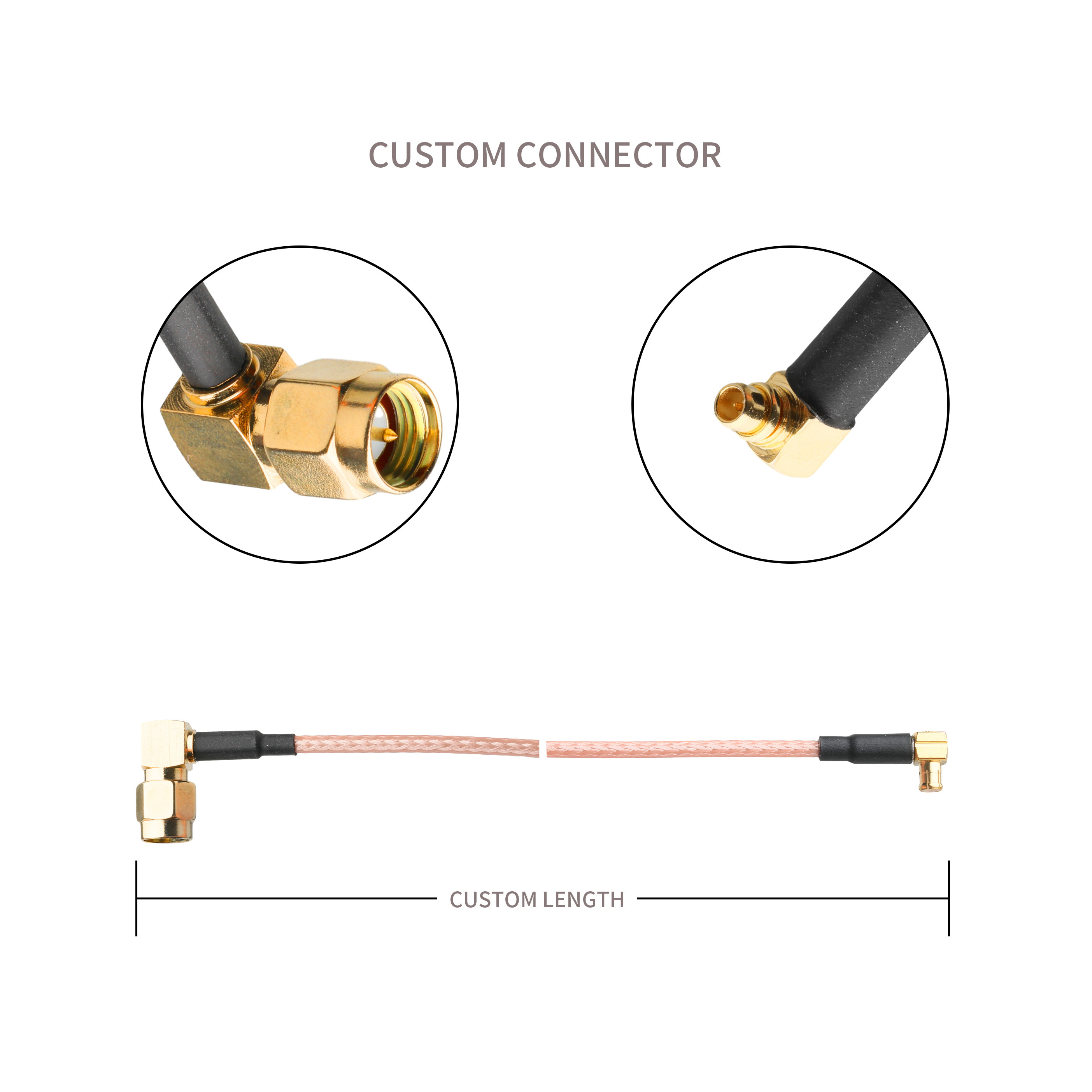 Rg316 High Power Coaxial Cable 3 Ghz Gold Body