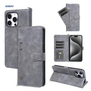 China Removable Strap PU Leather Phone Case Flip Cover Wallet Card Holder For IPhone wholesale